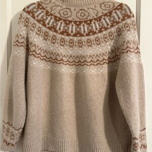 cupcakes & cashmere Beige and Brown Turtleneck Sweater